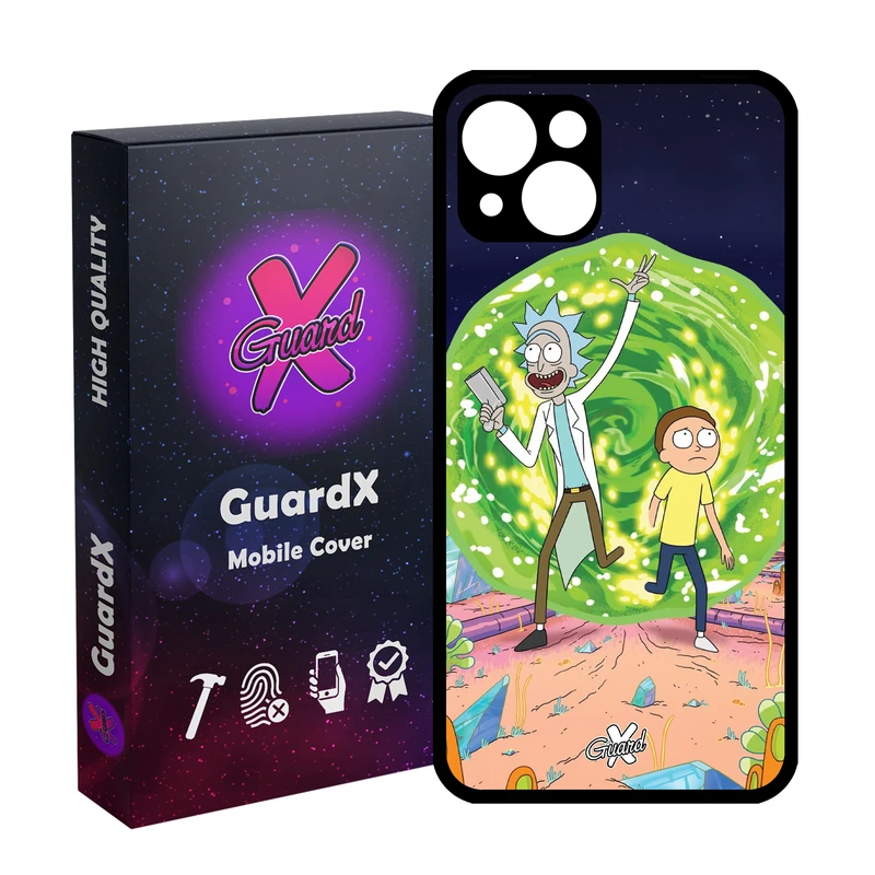 کاور گارد ایکس طرح Rick and Morty مدل Glass10190 مناسب برای گوشی موبایل اپل iPhone 13