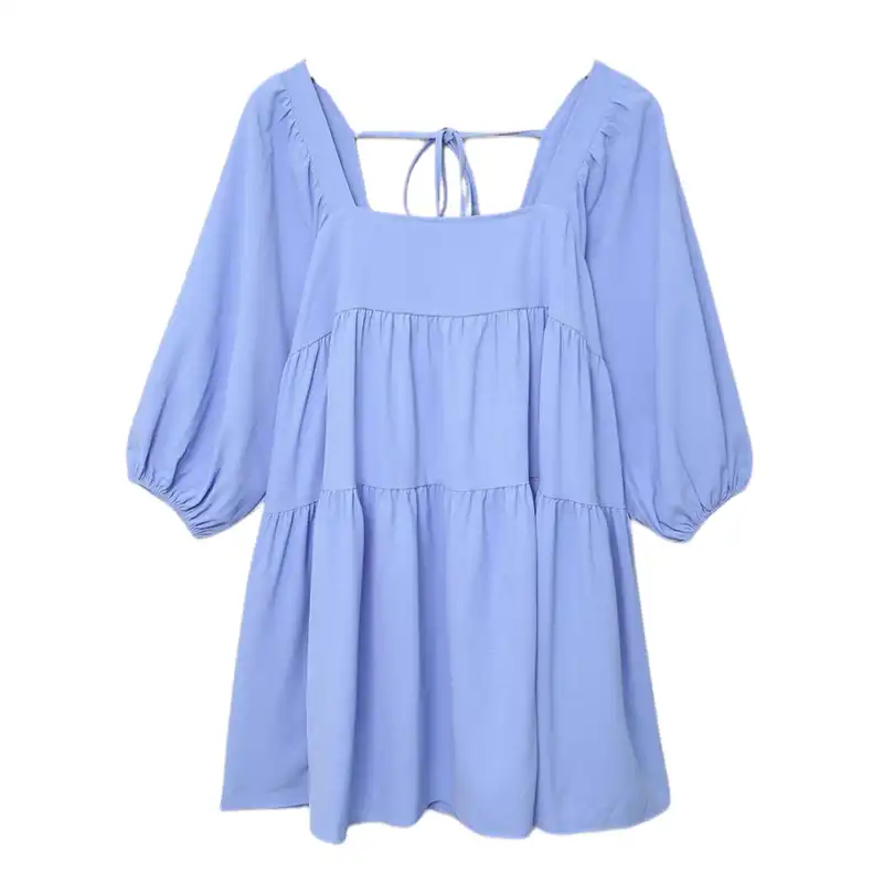 پیراهن زنانه مدل پشت بندی رنگ آبی