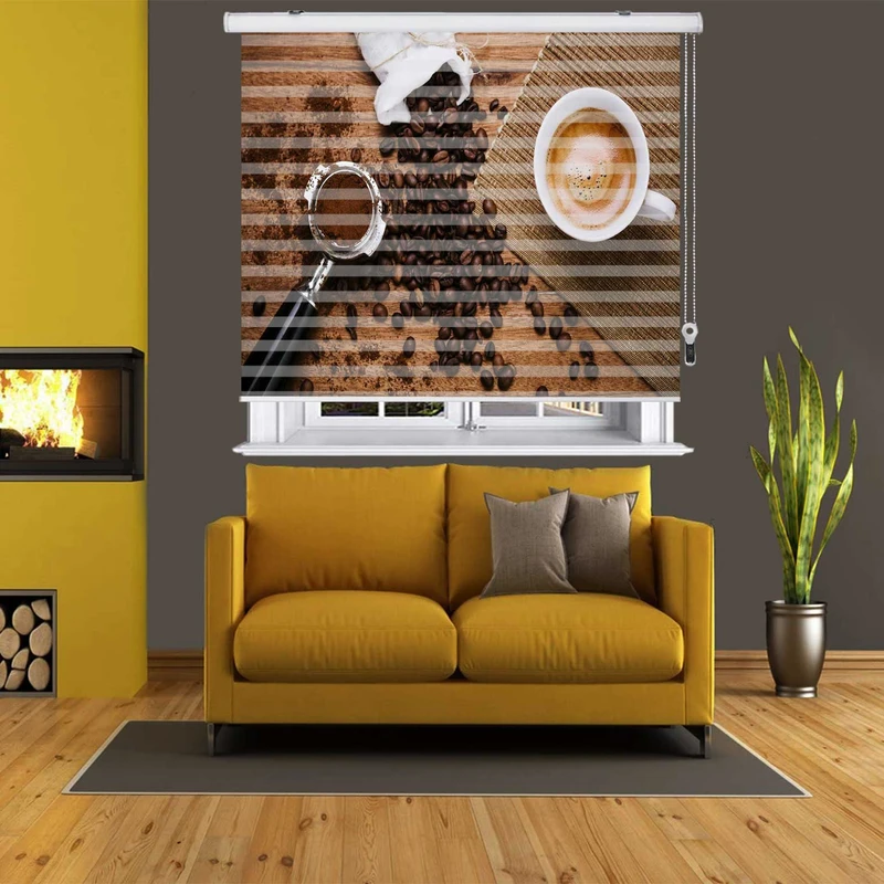 پرده زبرا زیو طرح قهوه سایز 150x150 سانتی متر