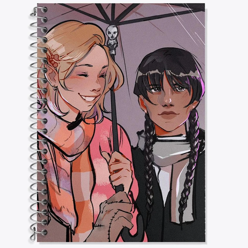 دفتر زبان 50 برگ خندالو مدل دو خط طرح سریال ونزدی Wednesday کد 25184