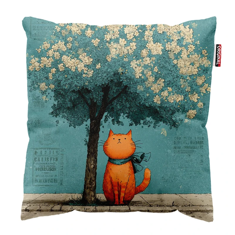 کوسن پاد آفرین مدل گربه کیوت بامزه فانتزی کد PK302086 سایز 30*30 سانتی متر