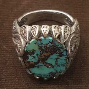 انگشتر نقره مردانه مدل سنگ فیروزه نیشابور کد P2330