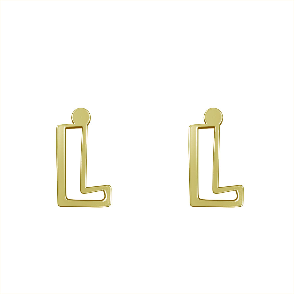 گوشواره طلا 18 عیار زنانه مدوپد مدل حرف L کد GA1-16692