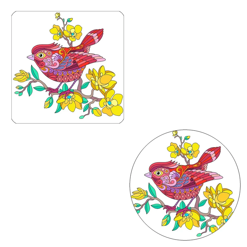 مگنت طرح گل و بلبل کد M2 به همراه زیر لیوانی