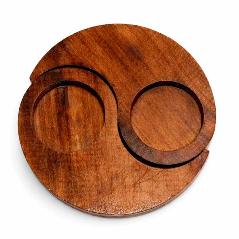 جاشمعی چوبی مدل یین یانگ طرح تائو مجموعه دو عددی