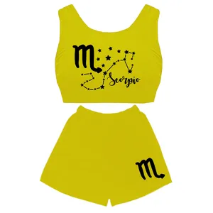 ست نیم تنه و شلوارک زنانه مدل  آبان ماه کد D47 رنگ زرد