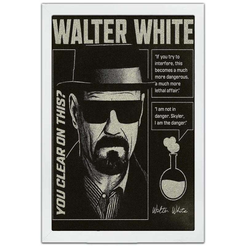 تابلو بکلیت طرح سریال بریکینگ بد شخصیت والتر وایت مدل W-po1652 فریم سفید