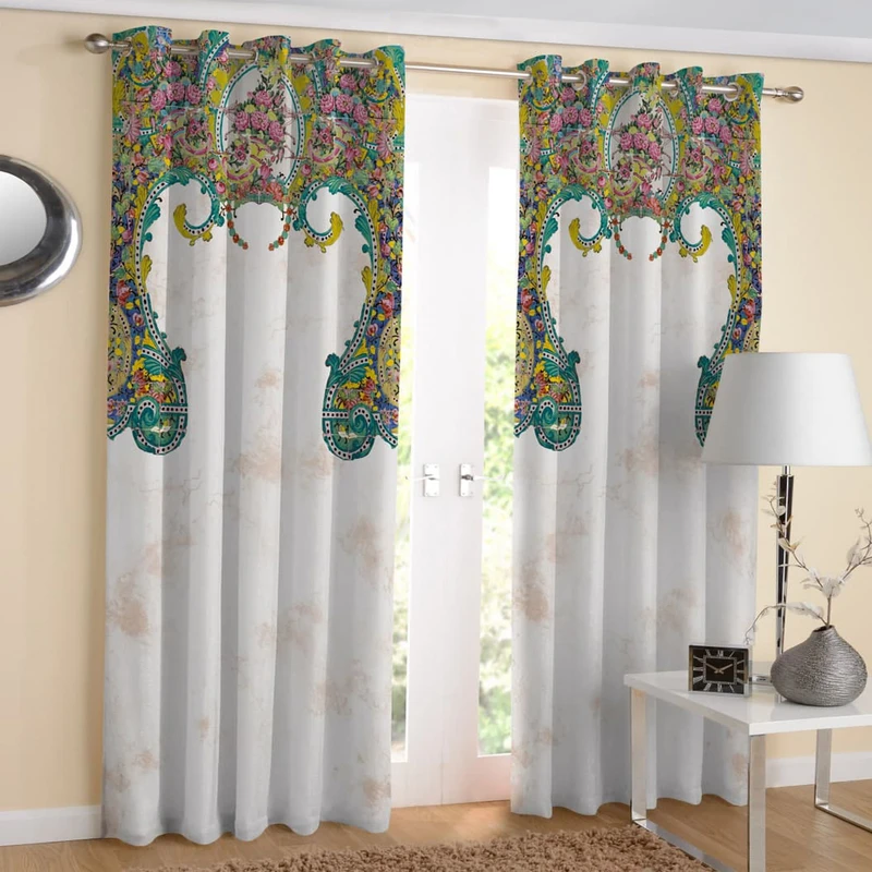 پرده مدل هازان چاپی طرح سنتی کد 3277 سایز 140x280  سانتی متر