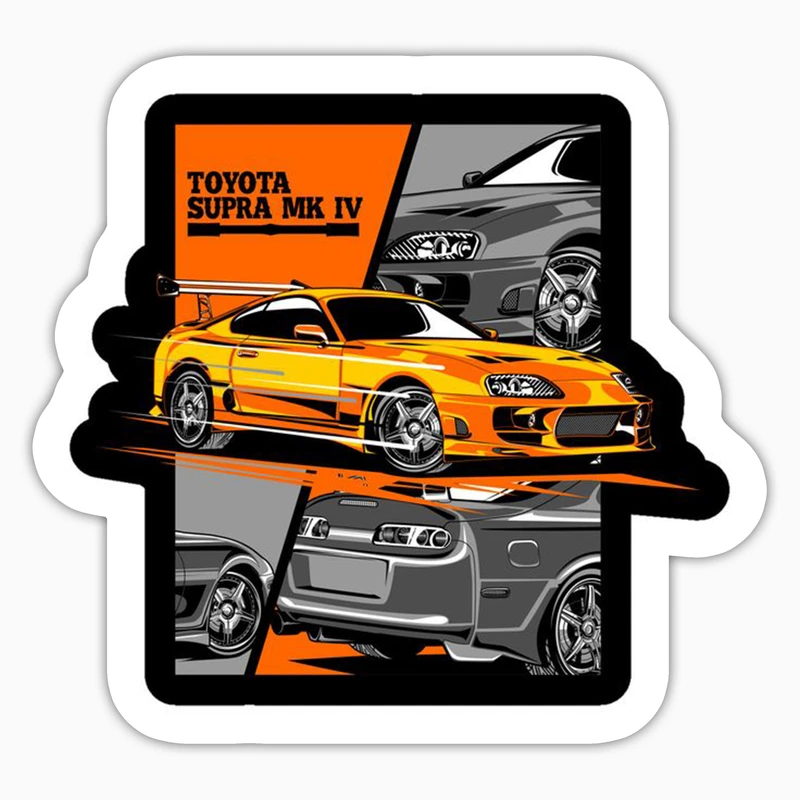 استیکر لپ تاپ و موبایل بووم طرح ماشین مدل Toyota Supra کد LA29