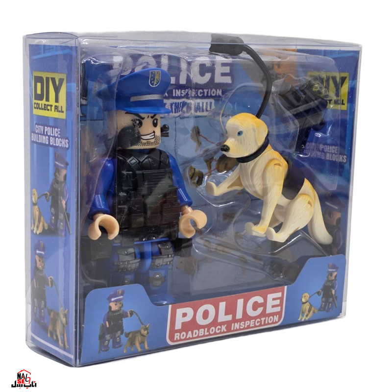 فیگور ناب سل مدل پلیس و سگ لگویی همراه با کلت کد police002 ارتفاع 10 سانتی متر