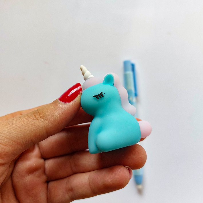 پاک کن اتودی مدل فانتزی طرح تک شاخ به همراه تراش بسته 3 عددی