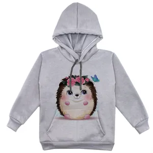 هودی دخترانه مدل جوجه تیغی F136 رنگ طوسی