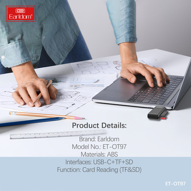 کارت‌خوان ارلدام مدل 2IN1 Card Reader USB-C OT97