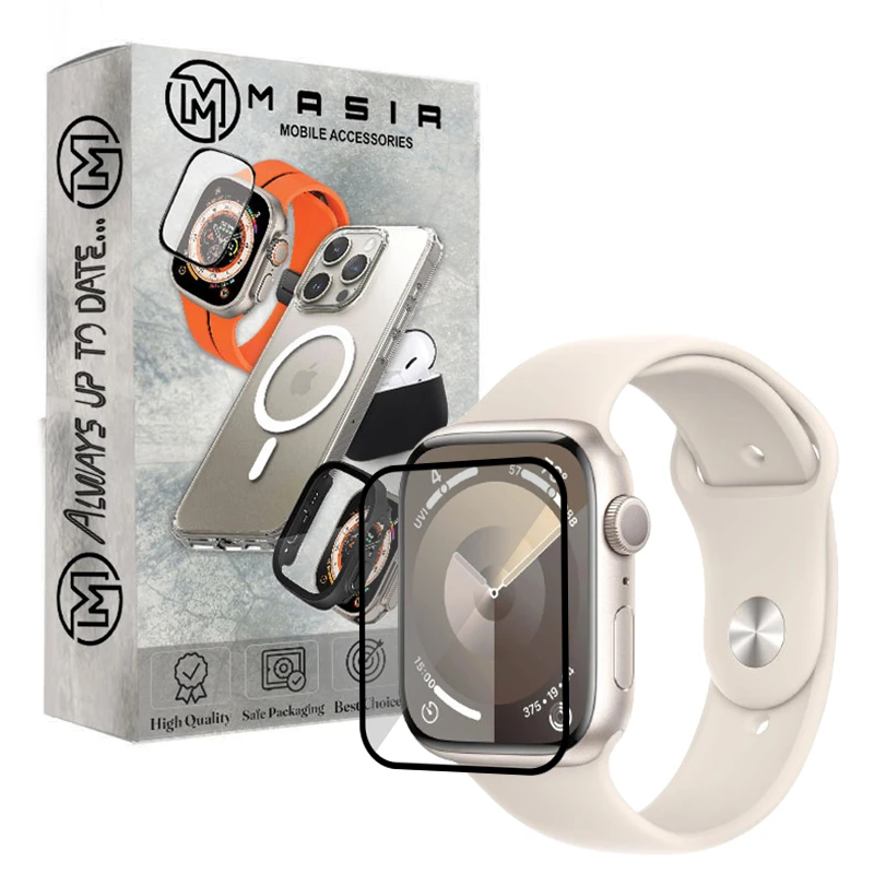 محافظ صفحه نمایش نانو مسیر مدل PMMA مناسب برای اپل واچ سری 9 سایز 45 میلی متری