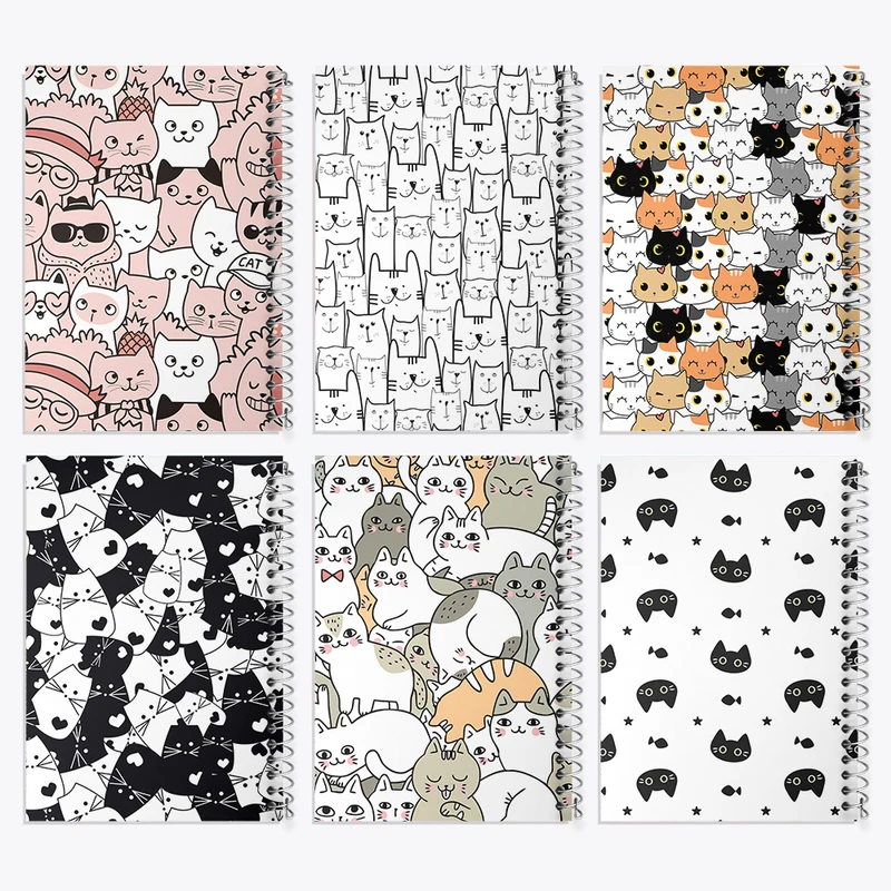 دفتر مشق 50 برگ خندالو طرح گربه (Cat) کد 114 مجموعه 6 عددی