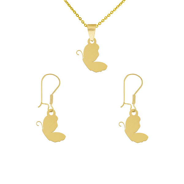 نیم ست طلا 18 عیار زنانه طلای کامک طرح پروانه