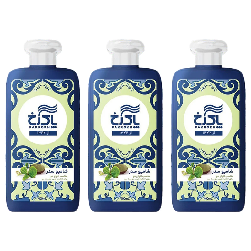 شامپو مو پاکرخ مدل سدر مناسب برای انواع مو حجم ۴۰۰ میلی لیتر مجموعه 3 عددی 