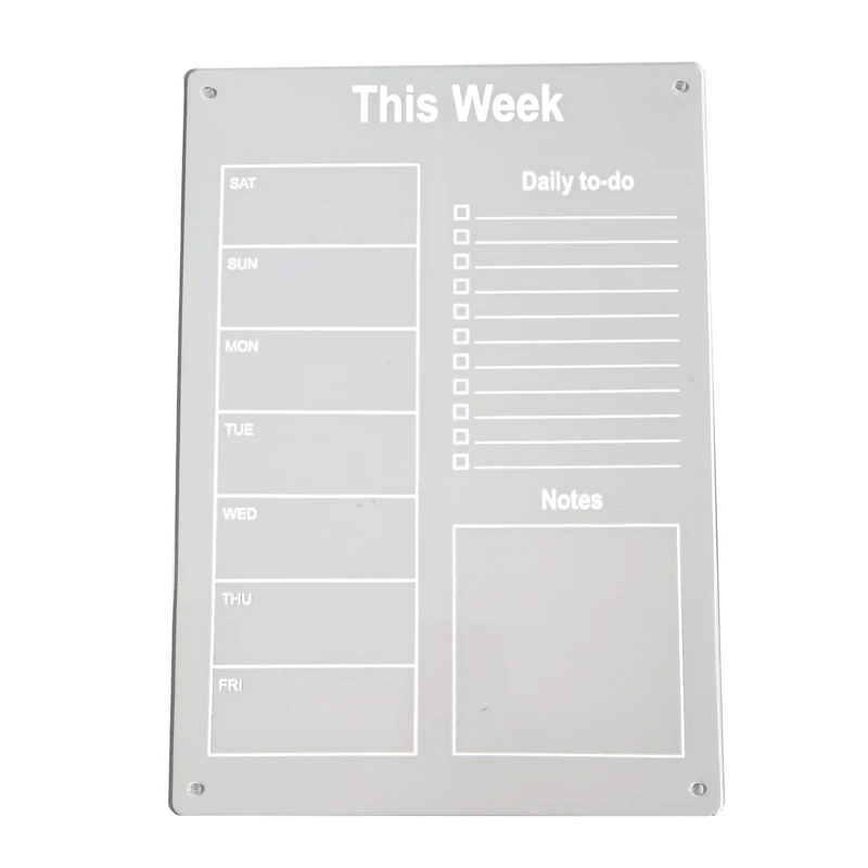 تخته وایت برد مدل پلنر هفتگی سایز 20*30 سانتی متر