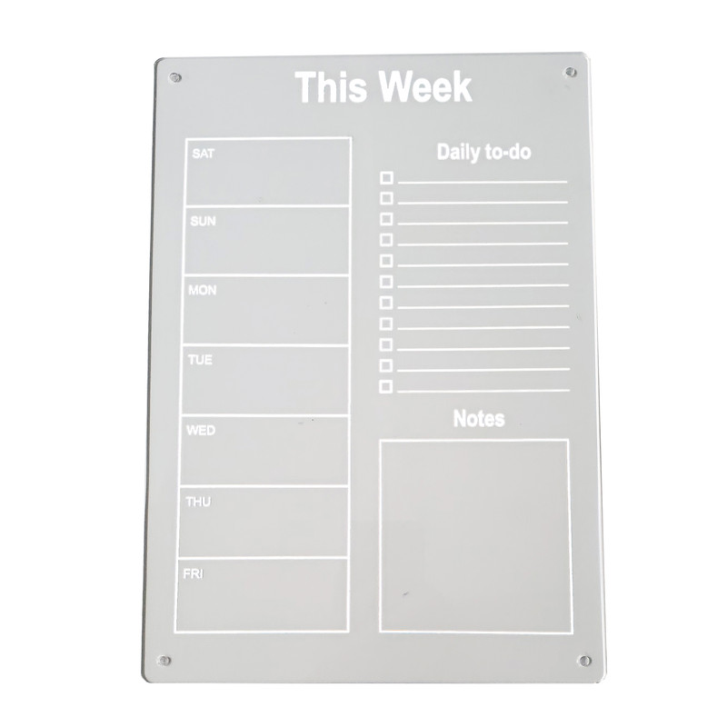 تخته وایت برد مدل پلنر هفتگی سایز 20*30 سانتی متر