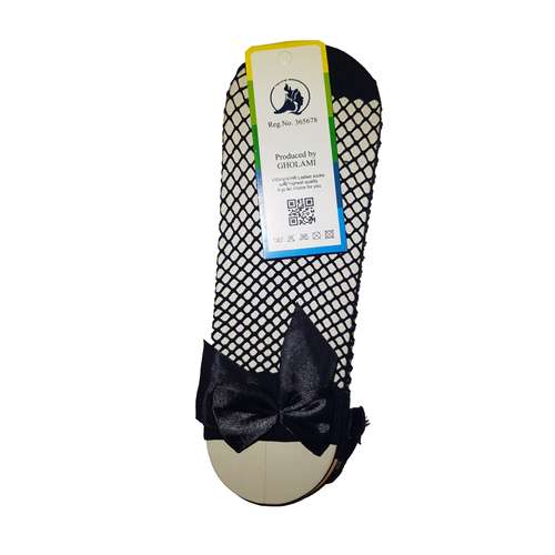 جوراب زنانه مدل فیش نت پاپیون دار