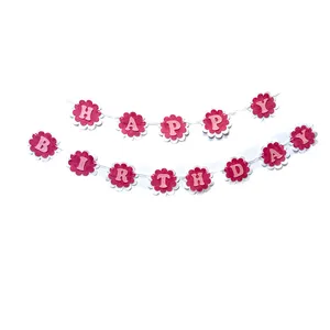 ریسه تولد طرح هپی برس دی مدل گل مجموعه 2 عددی