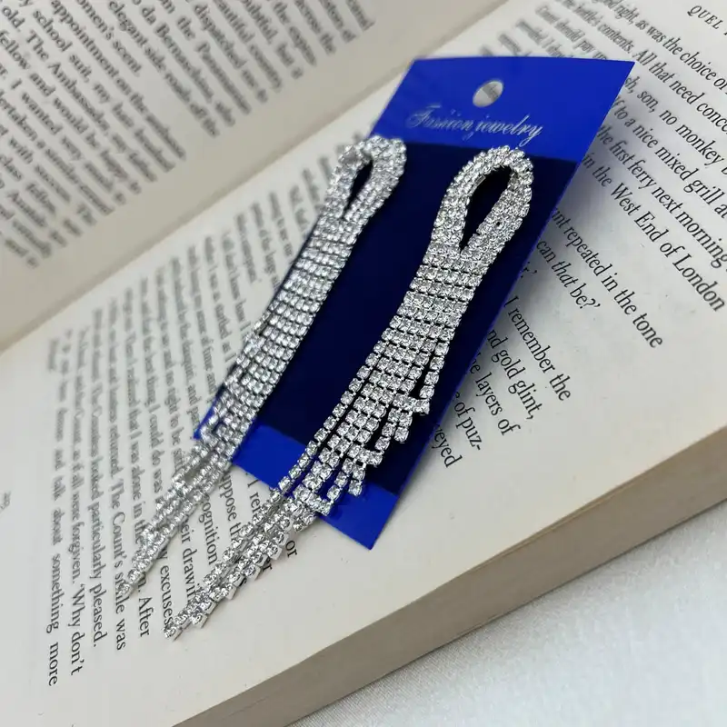 گوشواره زنانه مدل تنیسی جواهری کد E4816