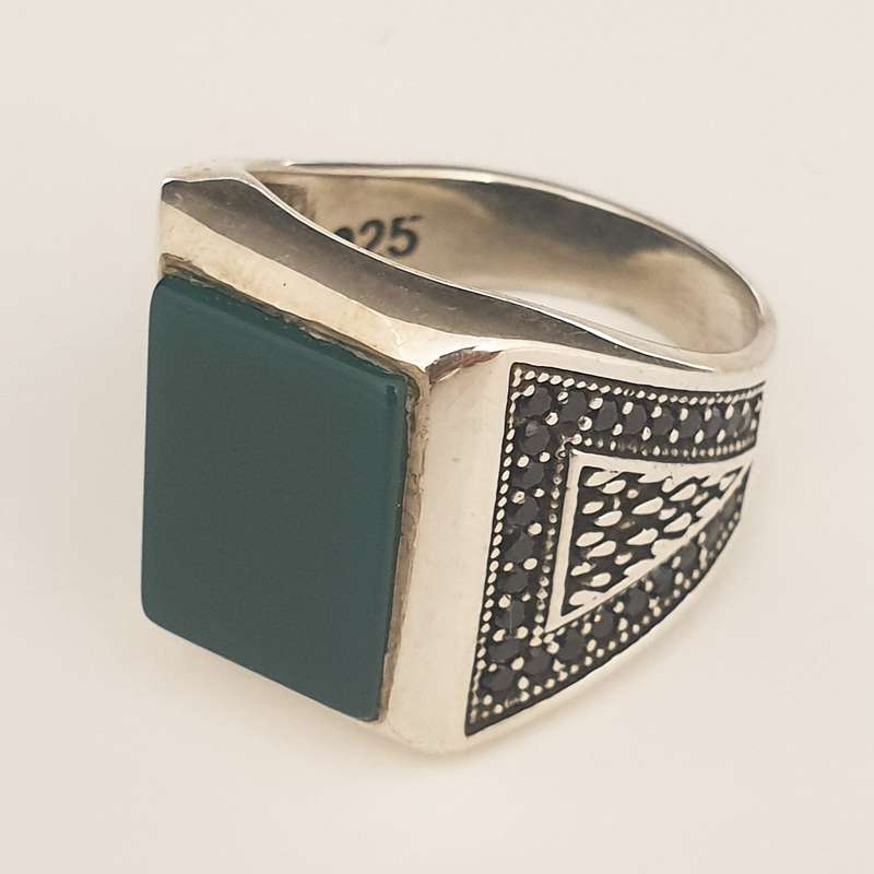 انگشتر نقره مردانه مدل عقیق