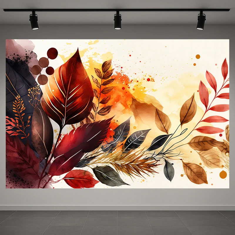 تابلو بوم طرح مخمل نقاشی مدل برگ کد AR3060077