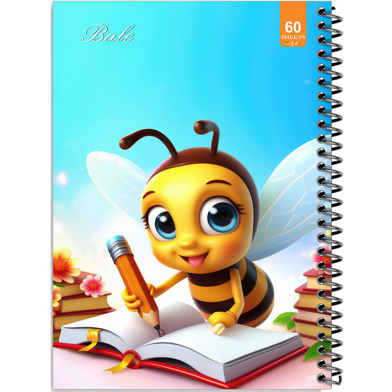 دفتر نقاشی 60 برگ انتشارات بله طرح فانتزی زنبور نقاش کد A4-O453