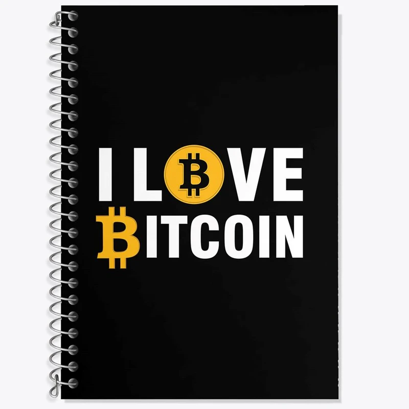 دفتر زبان 50 برگ خندالو مدل دو خط طرح I Love Bitcoin کد 10889
