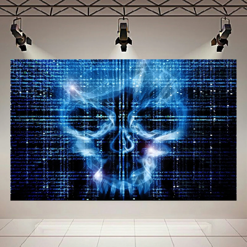 تابلو بوم طرح هکر مدل Skull Binary Code کد AR2969 