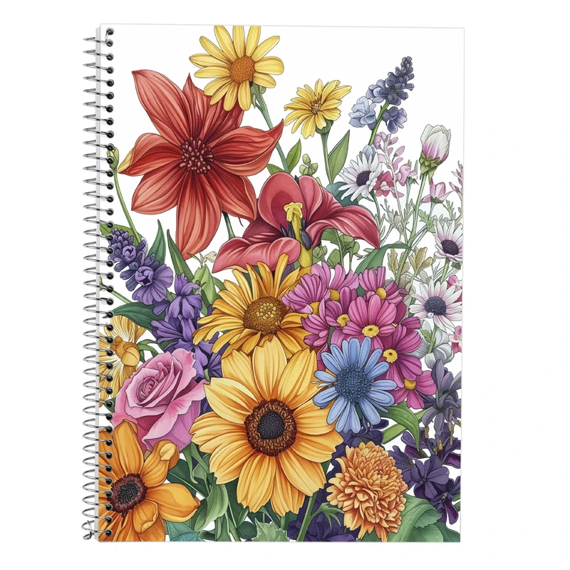 دفتر زبان 50 برگ مدوپد مدل دو خط طرح گل کد DF13799