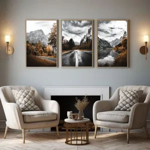 تابلو آتریسا طرح طبیعت مدرن مدل AT00732 مجموعه 3 عددی 