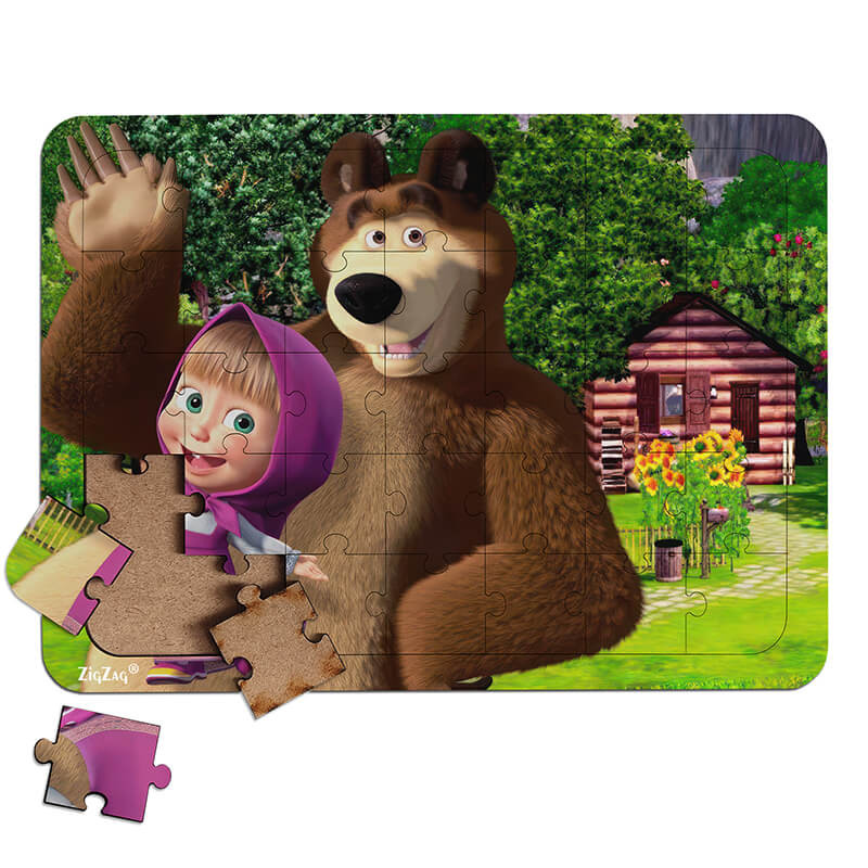 پازل 35 تکه زیگ زاگ مدل چوبی میشا و ماشا کد 351038