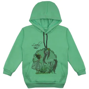 هودی دخترانه مدل دختر و تکشاخ F82 رنگ سبز