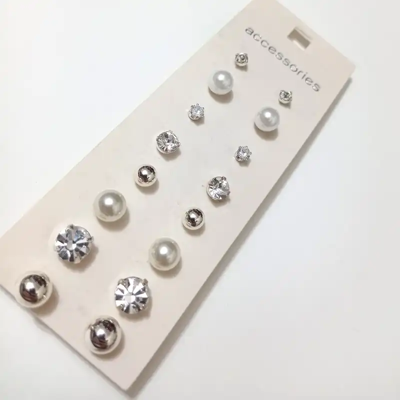 گوشواره زنانه اکسسورایز مدل میخی 5007 nitsil مجموعه 8 عددی