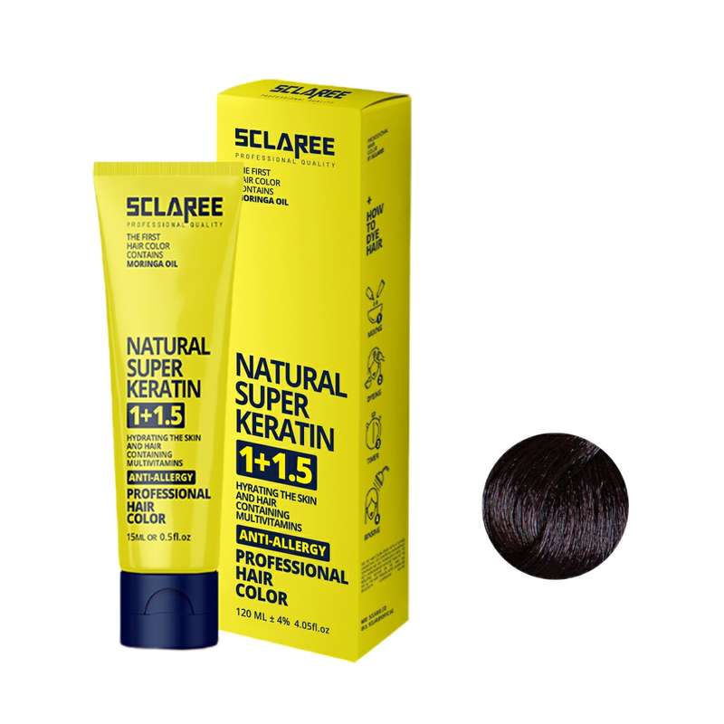 رنگ مو اسکلاره شماره 3.1 حجم 120 میلی لیتر رنگ قهوه ای خاکستری تیره