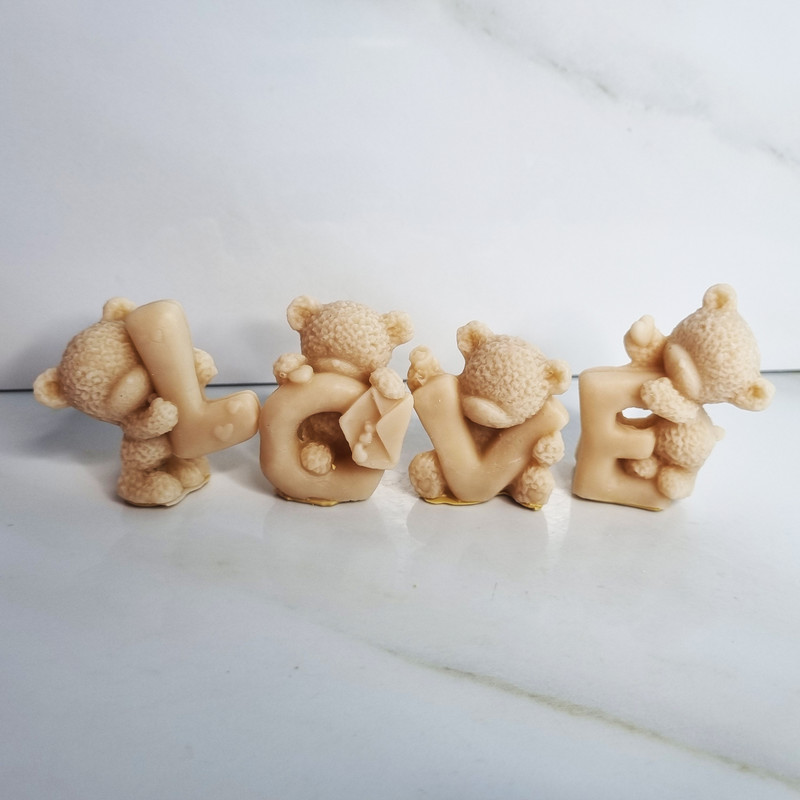 قالب شمع مدل خرس تدی لاو مجموعه چهار عددی