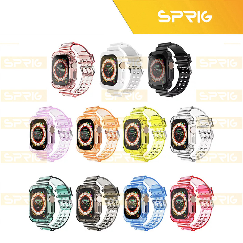 بند اسپریگ مدل Clear Shock مناسب برای اپل واچ Series SE 2022 Aluminum Case 44mm / SE 2021 Aluminum Case 44mm / Series 5 44mm / Series 6 44mm / SE 44mm