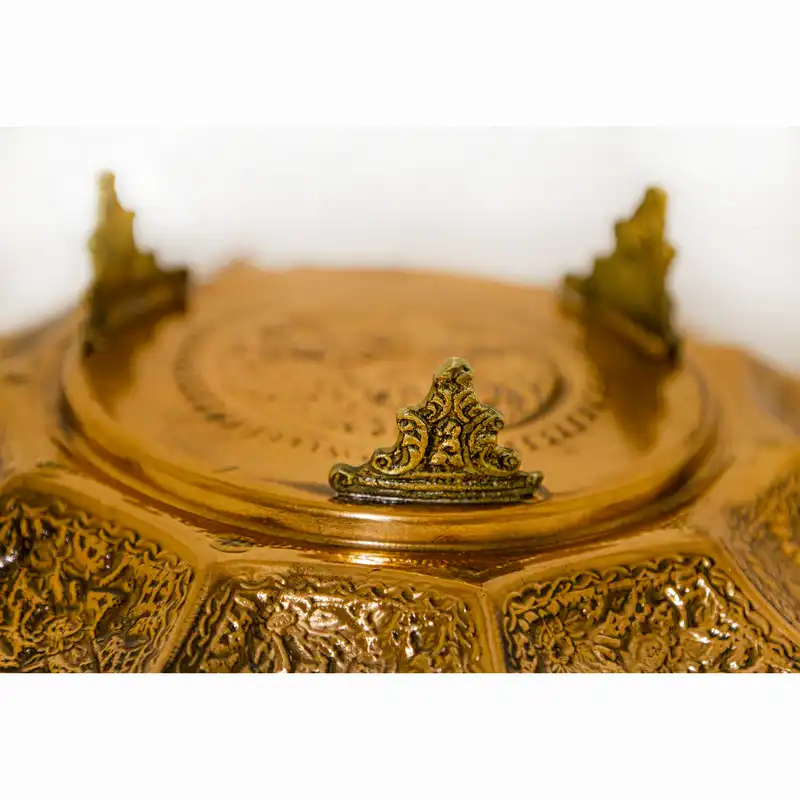 بشقاب قلمزنی مسی طرح گل مرغ مدل CRX