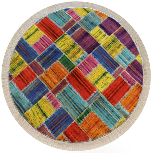 کلاژ فرش ماشینی یک متری نارسیس مدل گرد کد 4732