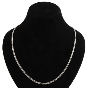 زنجیر نقره زنانه بازرگانی میلادی مدل کورب Curb Chain‎‏ کد ZR_066