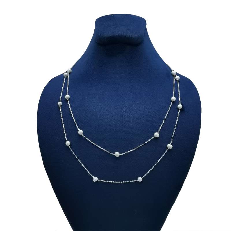 گردنبند نقره زنانه مدل مروارید Q009
