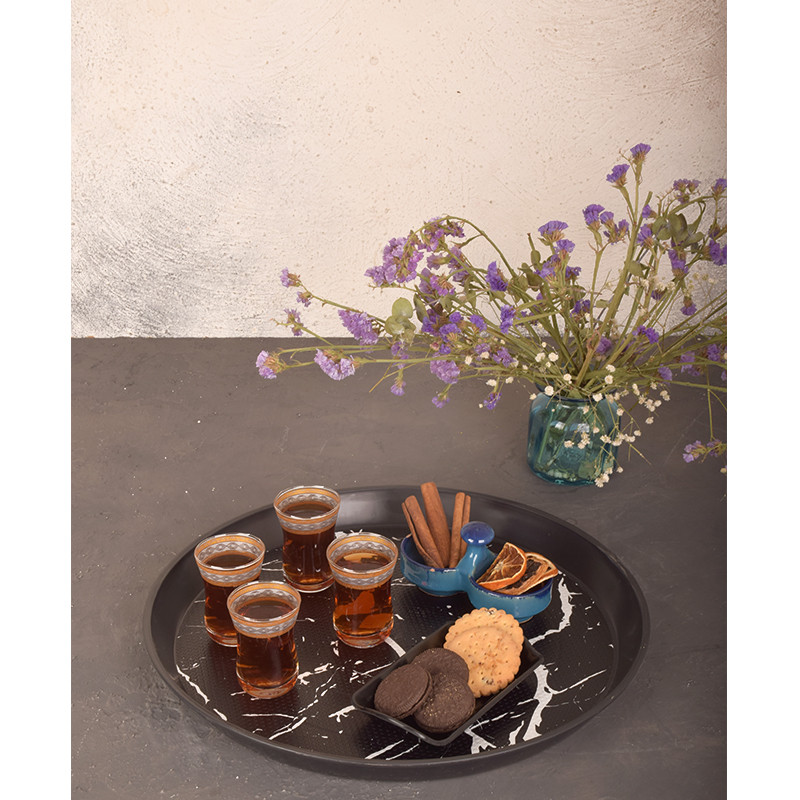 سینی بدون دسته مهروز مدل 6003طرح مرمر سایز 36*36 سانتی متر