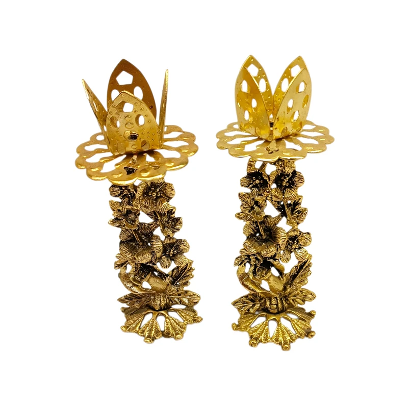 شمعدان مدل گلدار مناسب برای شمع مدادی مجموعه 2 عددی