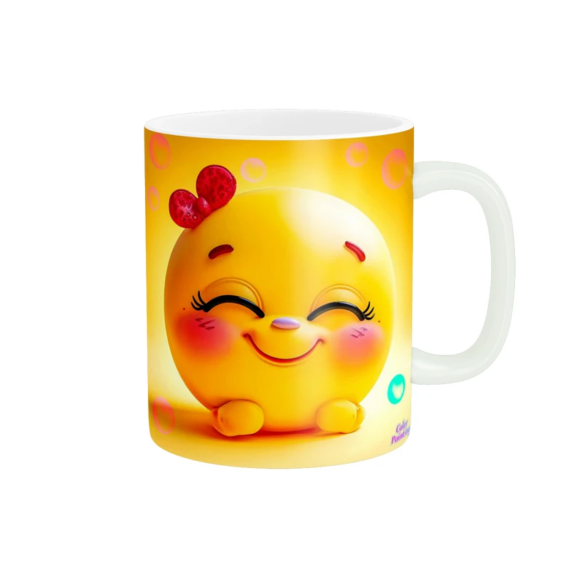 ماگ پاد آفرین طرح ایموجی کیوت دخترانه کد 479