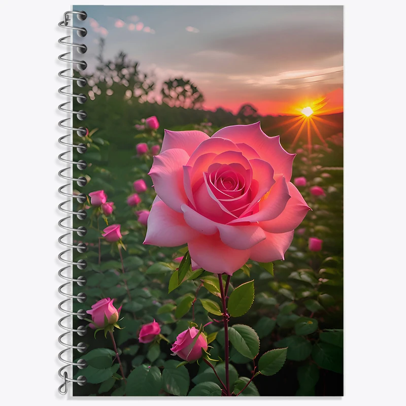 دفتر زبان 50 برگ خندالو مدل سه خط طرح گل رز کد F7760