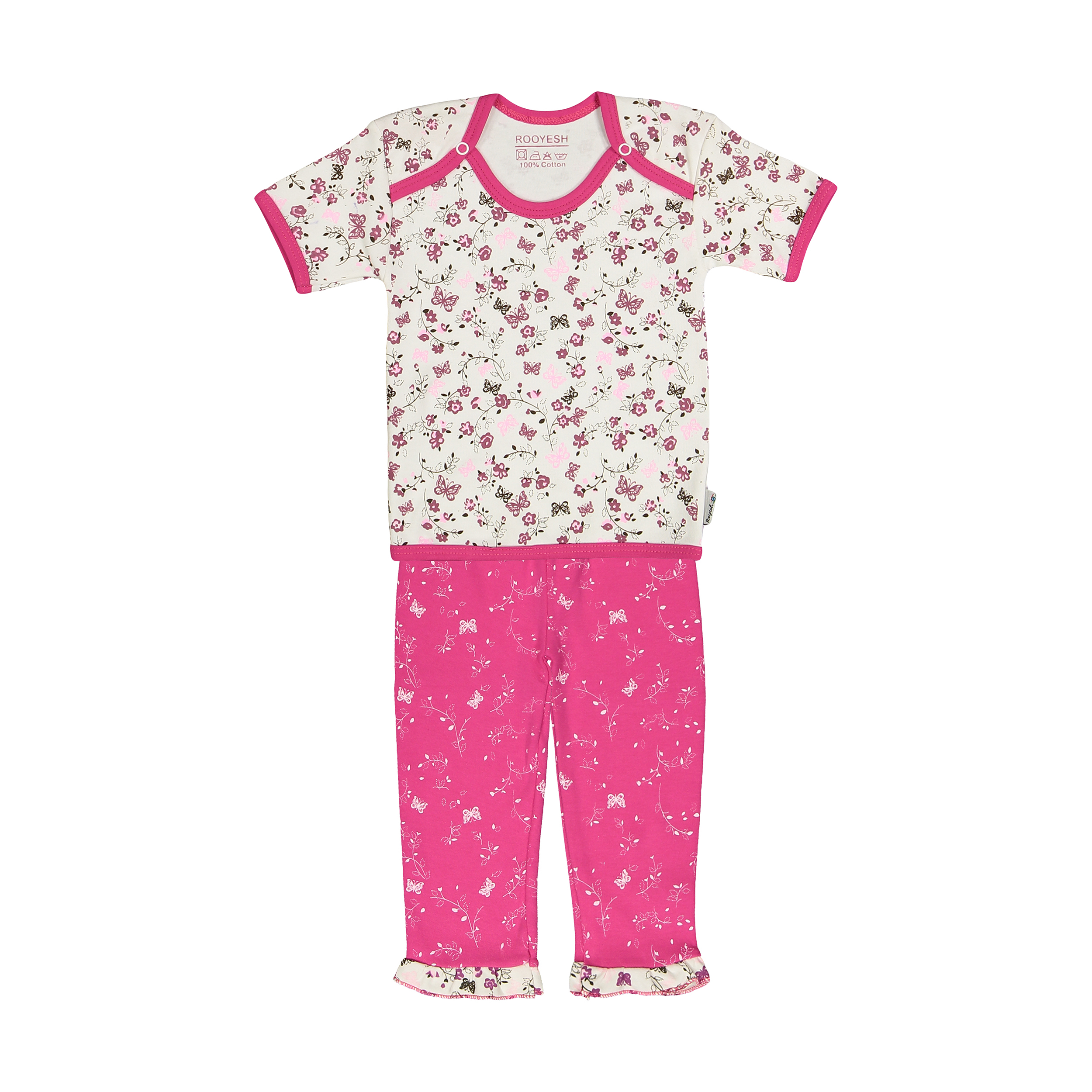ست تی شرت و شلوار نوزادی دخترانه رویش مدل 150