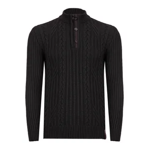 پلیور مردانه مدل یقه ایستاده نیم زیپ 2235BK