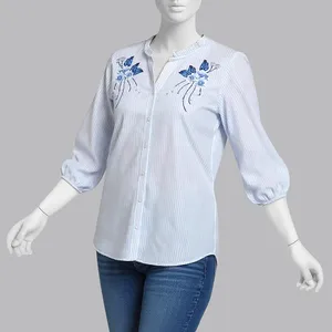 شومیز آستین سه ربع زنانه ال سی وایکیکی مدل Embrio6050